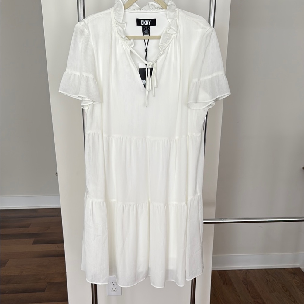 NWT DKNY Ivory Ruffle Dress